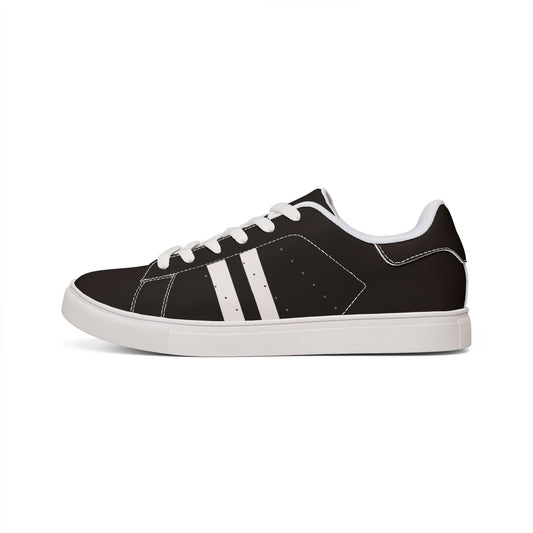 Women's Low-Top Leather Sneakers — Classic Black Casual Trainers
