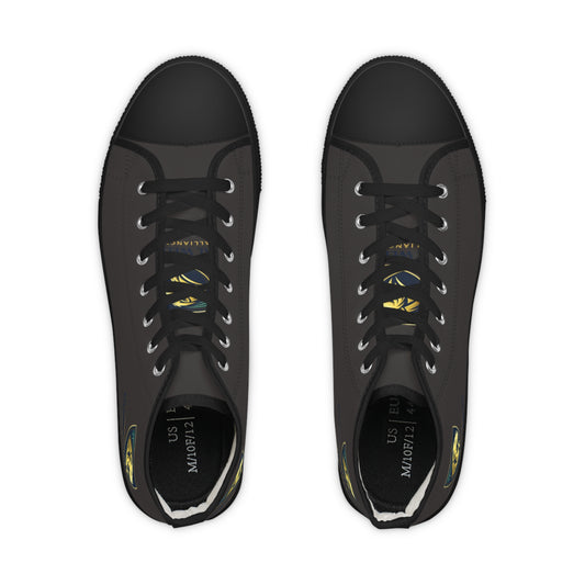 Men's Black High-Top Sneakers with Lion Crest — Casual Streetwear Shoes