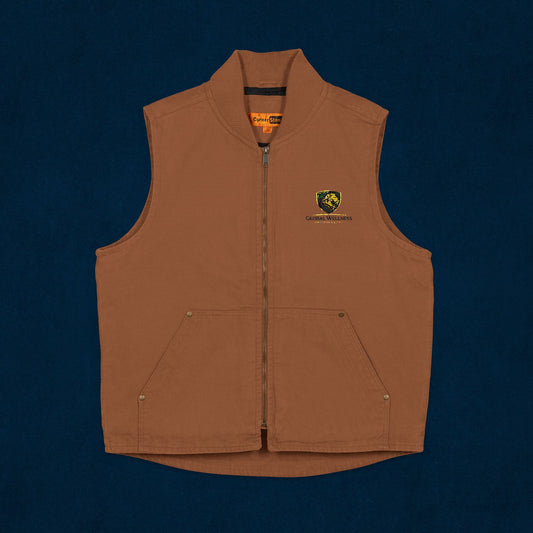 Embroidered Washed Duck Cloth Work Vest — Durable Utility Vest with Chest Logo