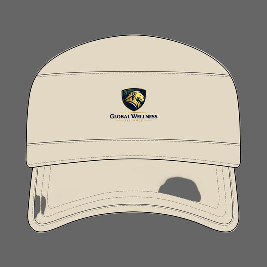 Global Wellness Corps Cap — Lion Shield Embroidered Military-Style Hat