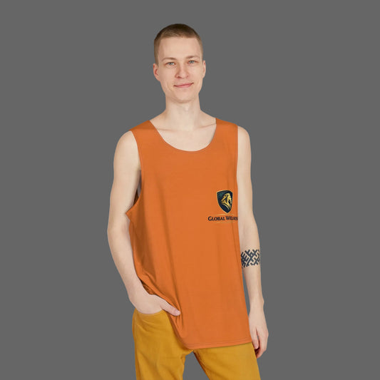 Orange Lion Crest Men's Tank Top — Casual Athletic Sleeveless Shirt