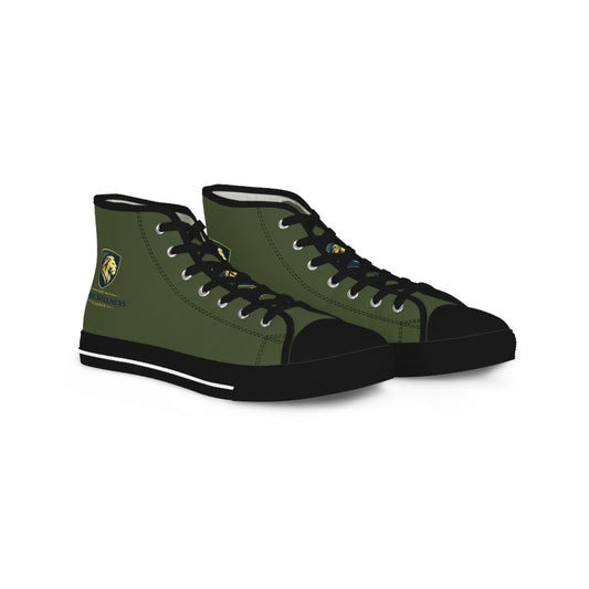 Olive Green High-Top Sneakers for Men — Casual Canvas Streetwear