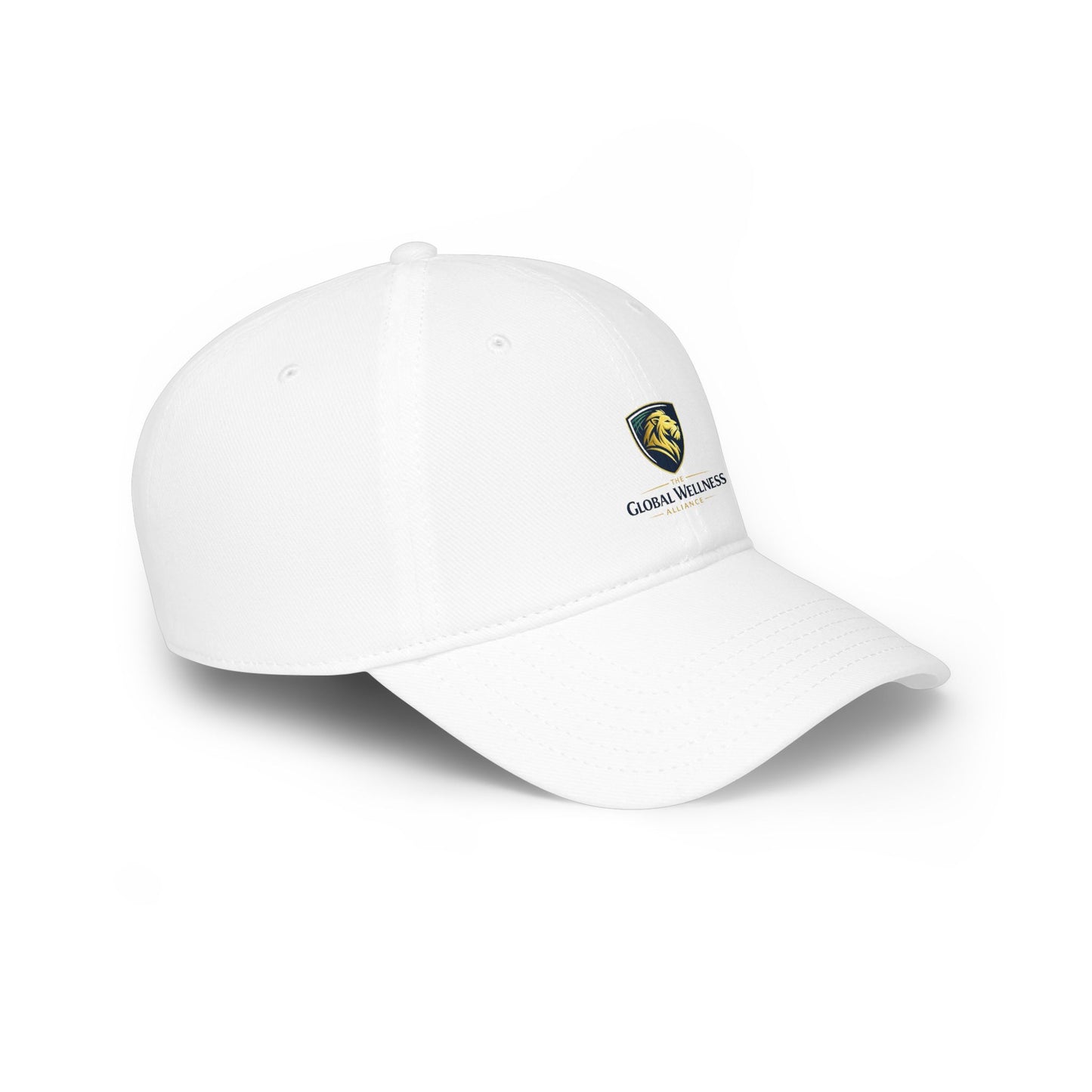 Embroidered Lion Shield Cap — Low Profile Baseball Hat with Global Wellness Logo