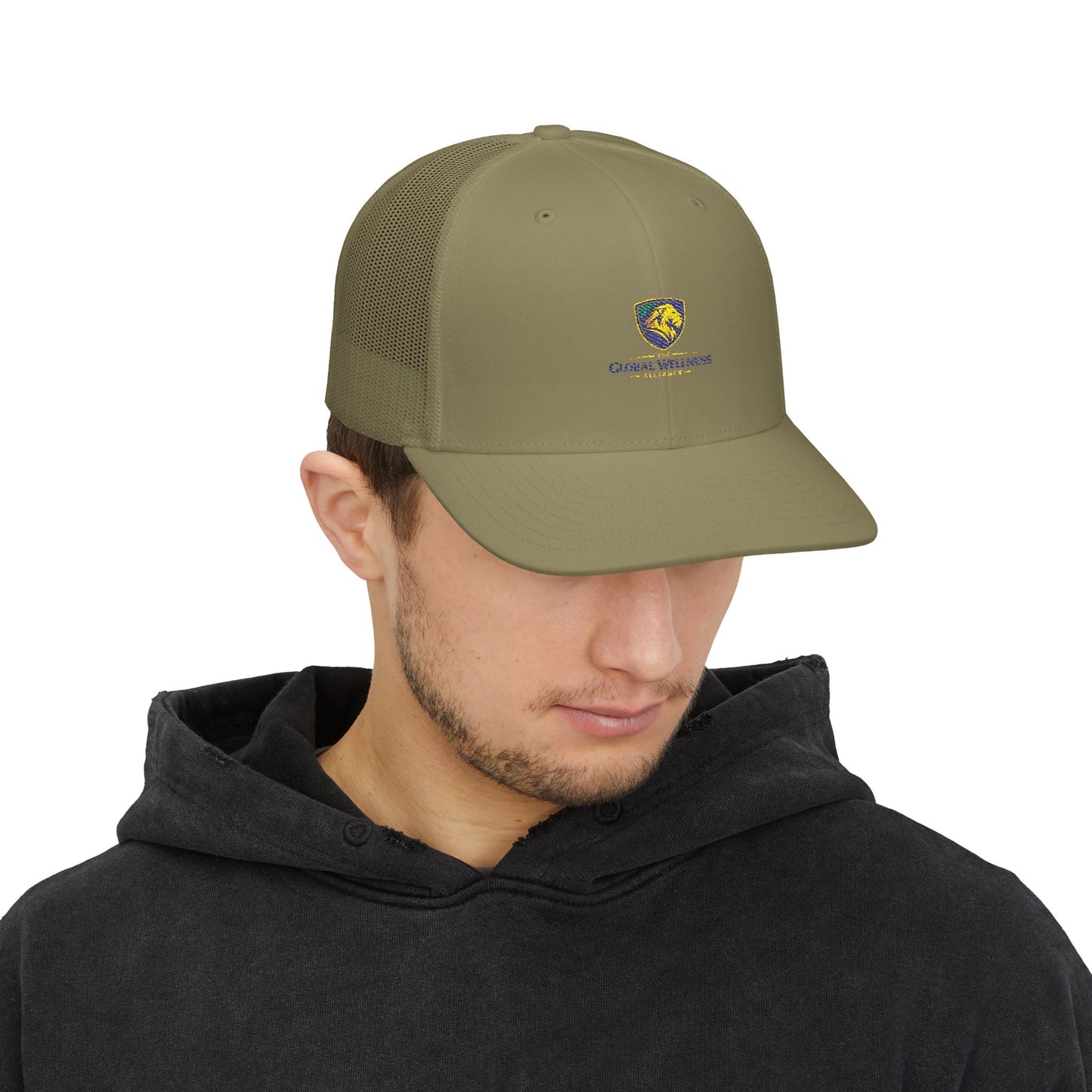 Trucker Cap with Lion Crest Logo — Embroidered Snapback Mesh Hat
