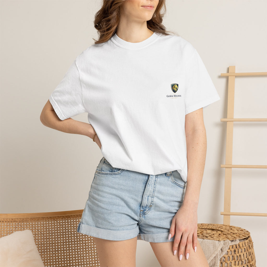 Classic Crest Pocket T-Shirt — Minimalist White Tee with Small Shield Logo