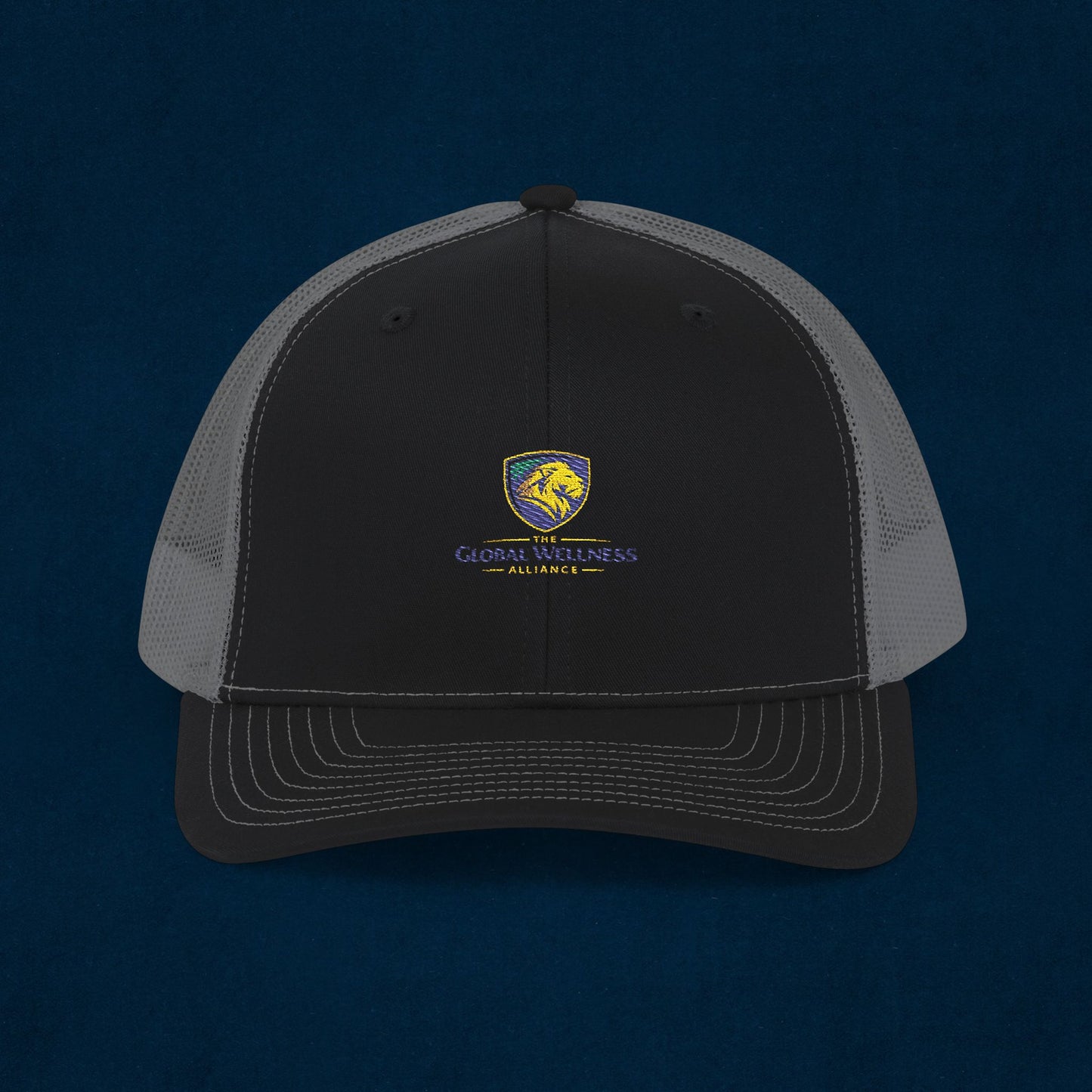 Trucker Cap with Lion Crest Logo — Embroidered Snapback Mesh Hat