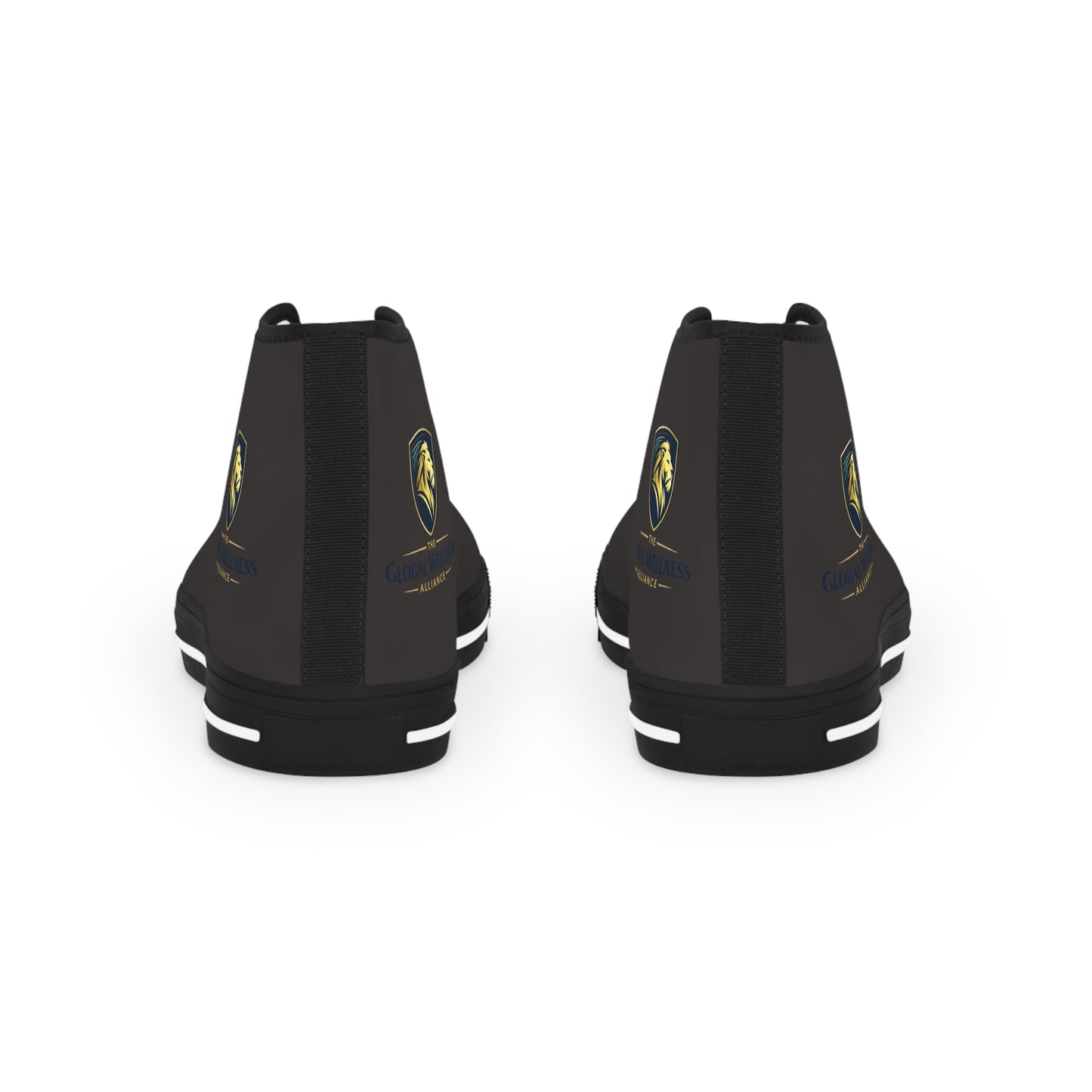 Men's Black High-Top Sneakers with Lion Crest — Casual Streetwear Shoes