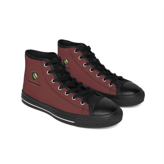 High-Top Sneakers — Burgundy 'Global Wellness' Logo Shoes