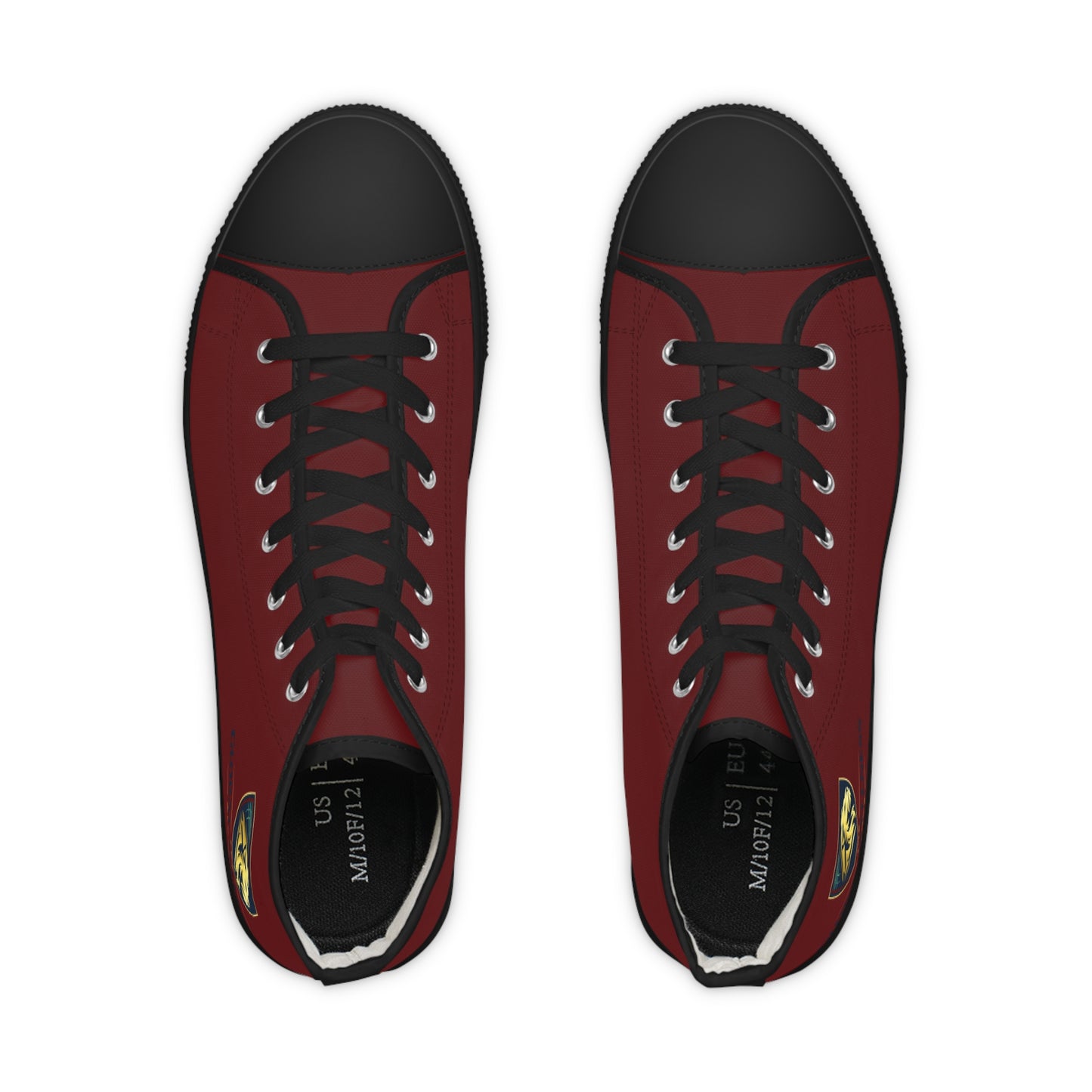 High Top Sneakers — Burgundy Athletic Canvas Shoes for Men