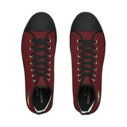 High Top Sneakers — Burgundy Athletic Canvas Shoes for Men