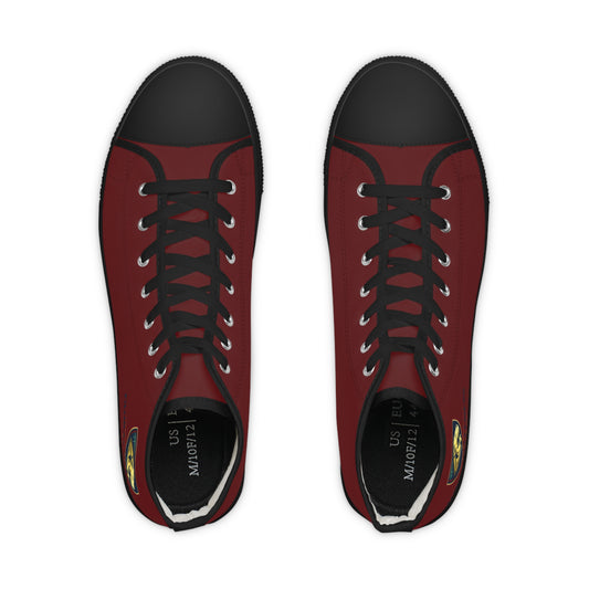 High Top Sneakers — Burgundy Athletic Canvas Shoes for Men
