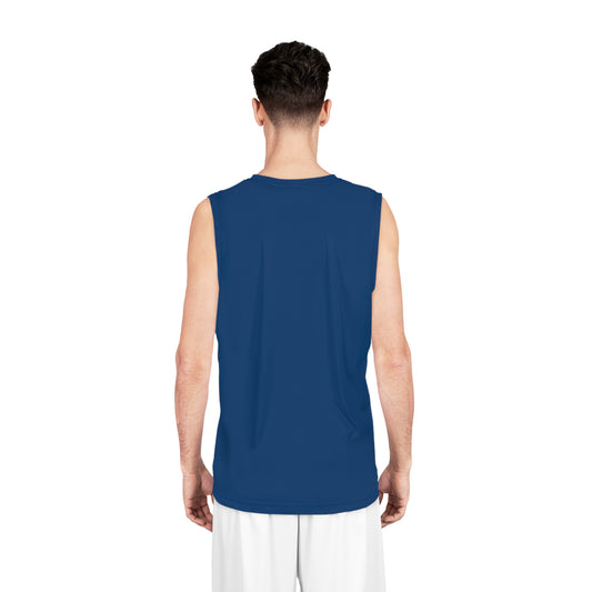 Navy Team Basketball Jersey with Gold Lion Crest — Custom Athletic Tank Top