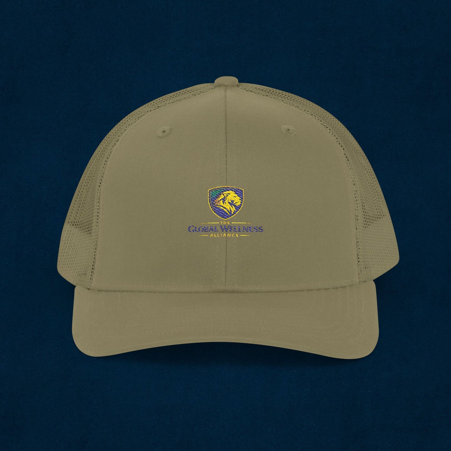 Trucker Cap with Lion Crest Logo — Embroidered Snapback Mesh Hat