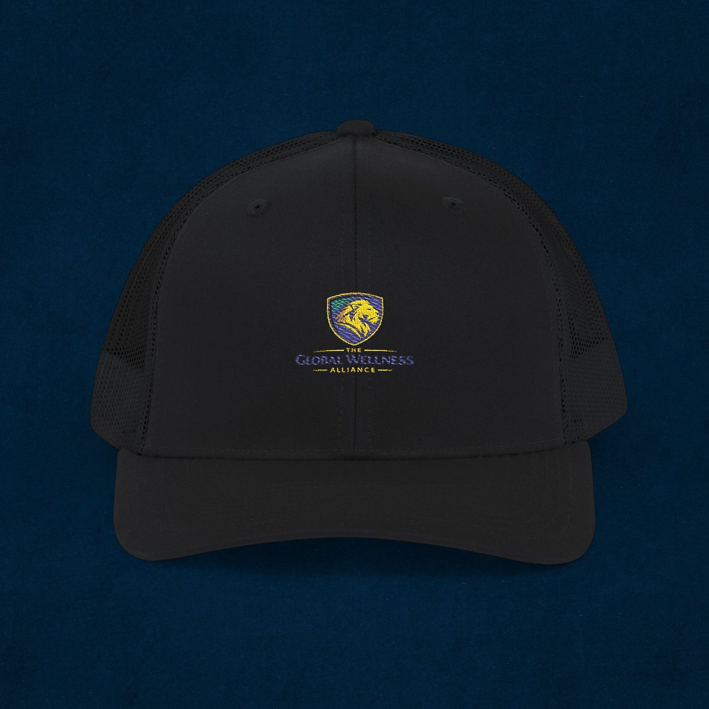Trucker Cap with Lion Crest Logo — Embroidered Snapback Mesh Hat
