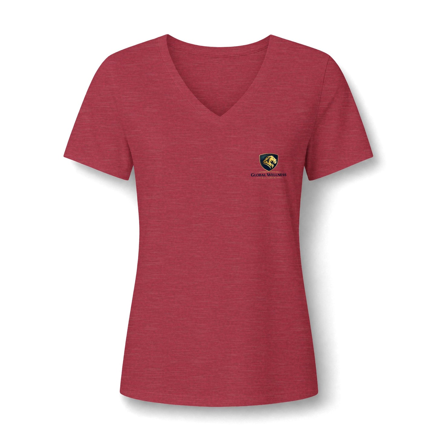 Women's V-Neck Tee — Small Chest Crest Graphic