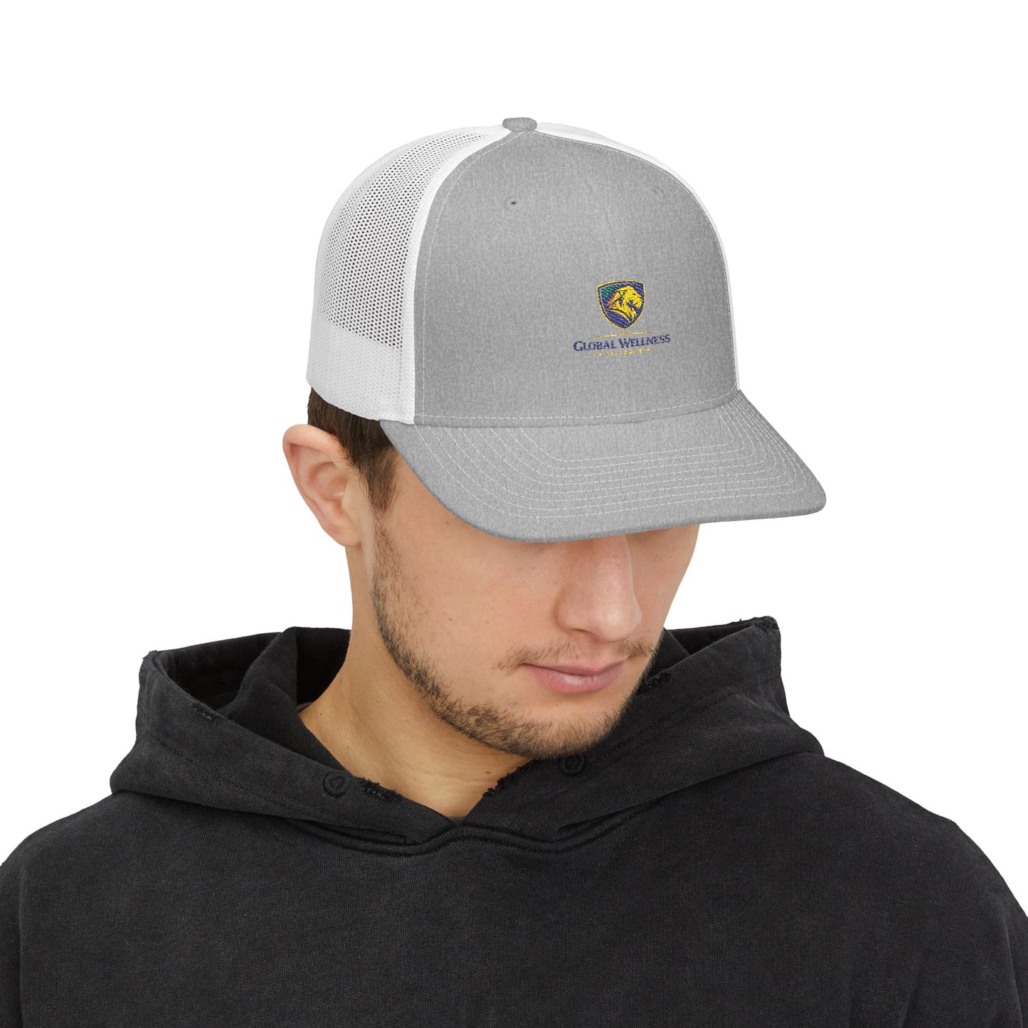 Trucker Cap with Lion Crest Logo — Embroidered Snapback Mesh Hat