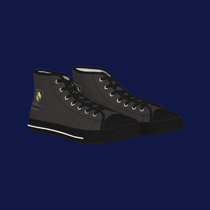 Men's Black High-Top Sneakers with Lion Crest — Casual Streetwear Shoes