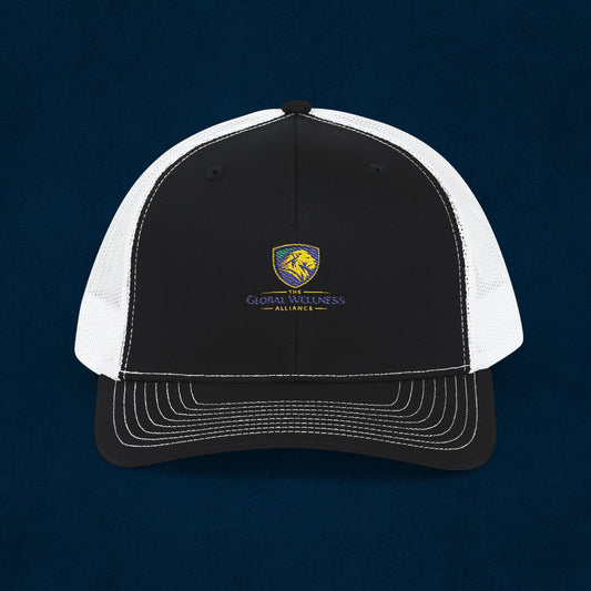 Trucker Cap with Lion Crest Logo — Embroidered Snapback Mesh Hat