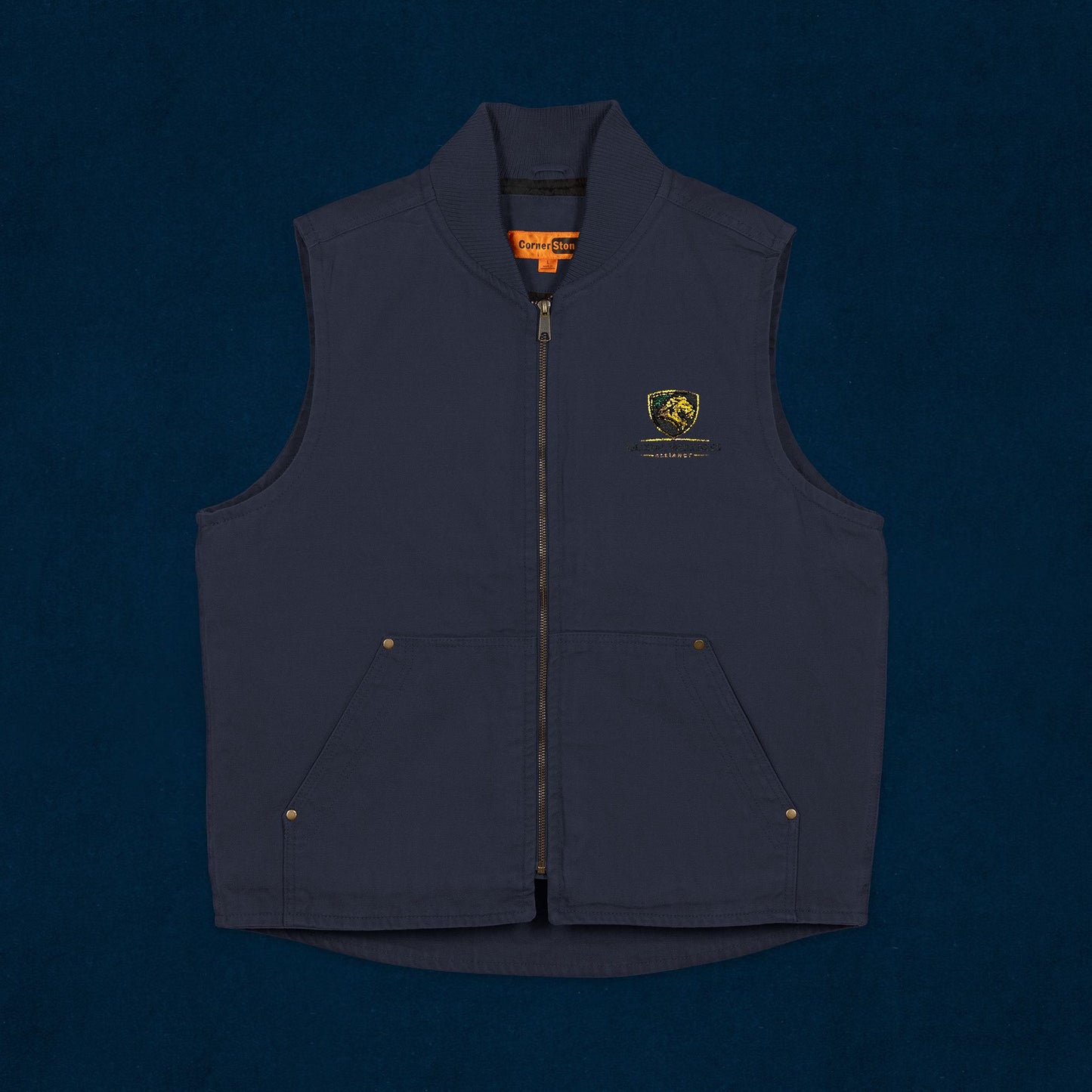 Embroidered Washed Duck Cloth Work Vest — Durable Utility Vest with Chest Logo