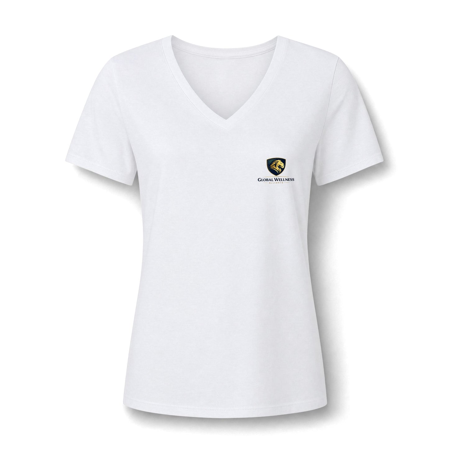 Women's V-Neck Tee — Small Chest Crest Graphic