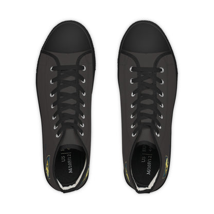 Men's Black High-Top Sneakers with Lion Crest — Casual Streetwear Shoes