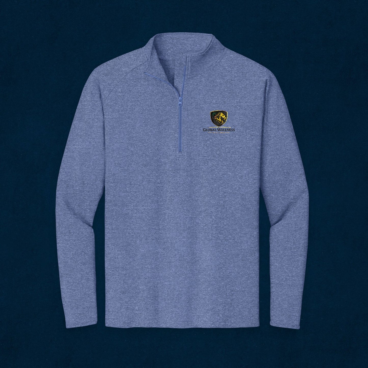 Embroidered Lion Crest Quarter-Zip Pullover — Men's Performance Top