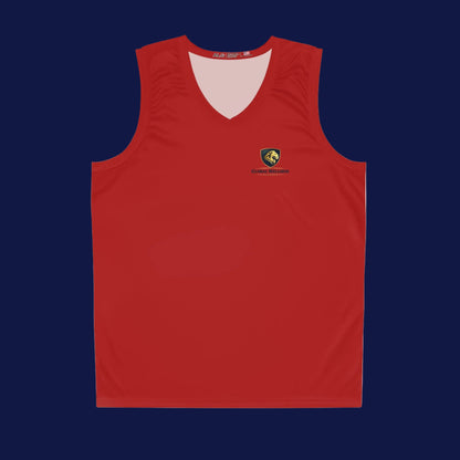 Red Team Basketball Jersey — Custom Logo Performance Tank