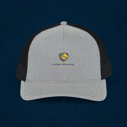 Trucker Cap with Lion Crest Logo — Embroidered Snapback Mesh Hat