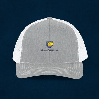Trucker Cap with Lion Crest Logo — Embroidered Snapback Mesh Hat