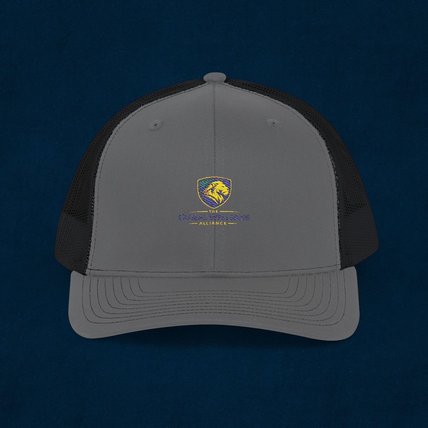 Trucker Cap with Lion Crest Logo — Embroidered Snapback Mesh Hat