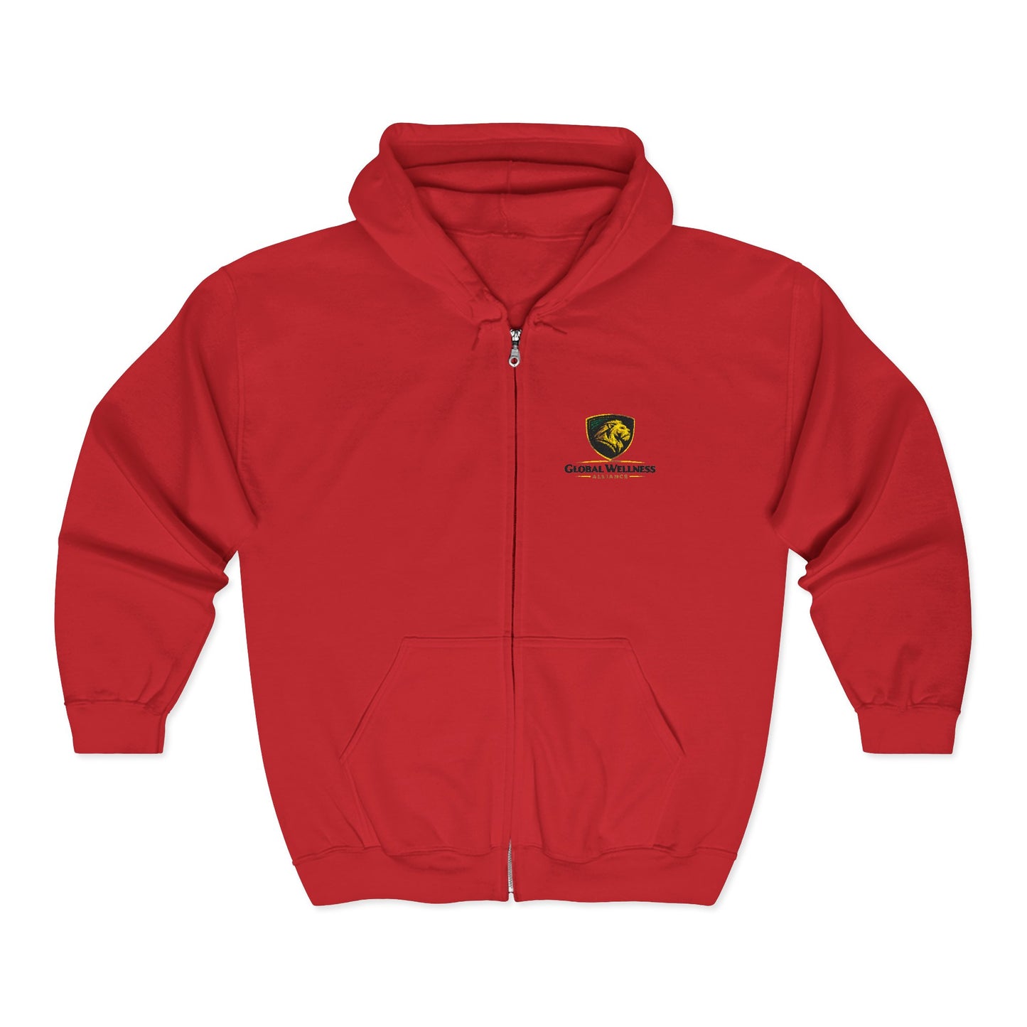 Full-Zip Hooded Sweatshirt — Classic Shield Logo "Golden Wolves"
