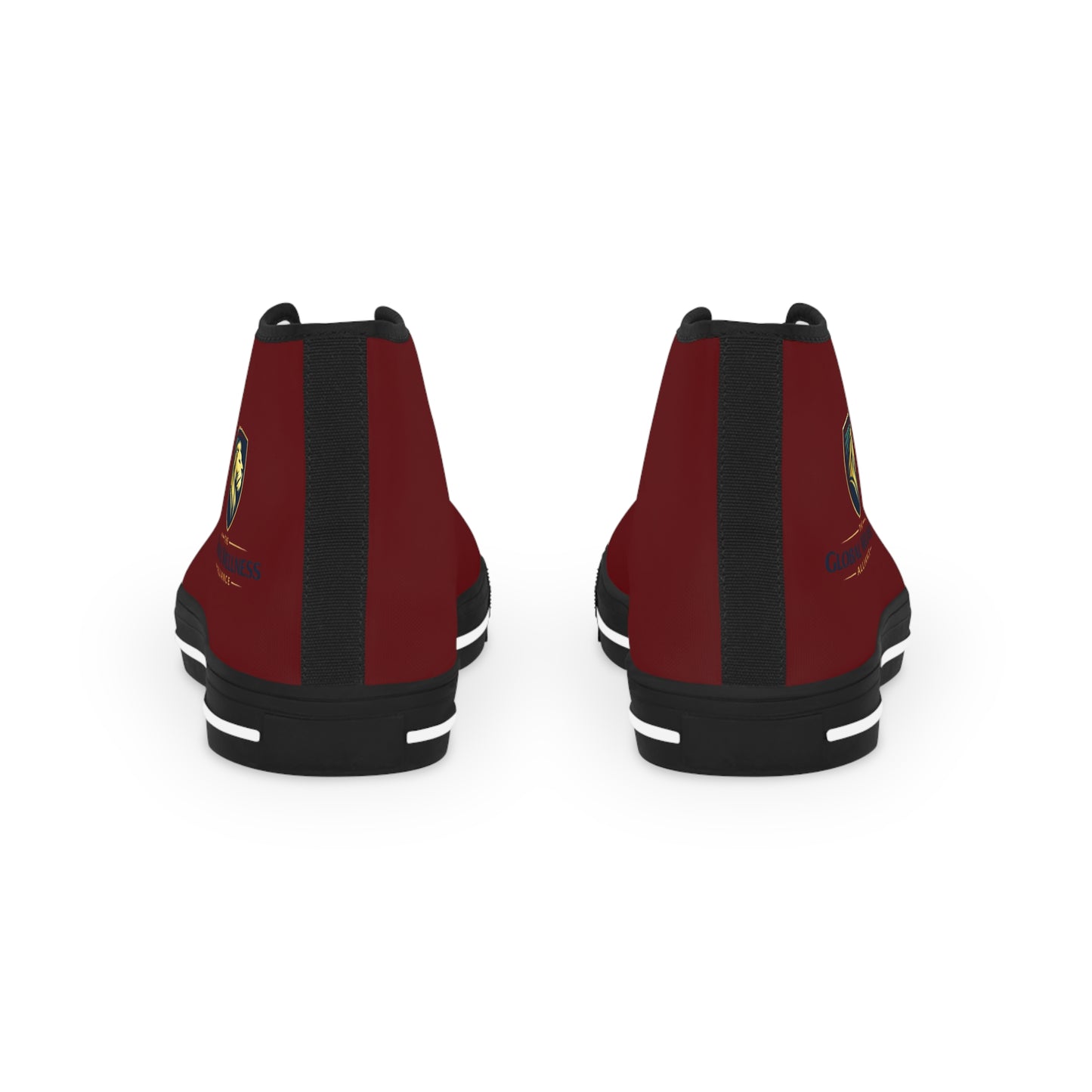 High Top Sneakers — Burgundy Athletic Canvas Shoes for Men