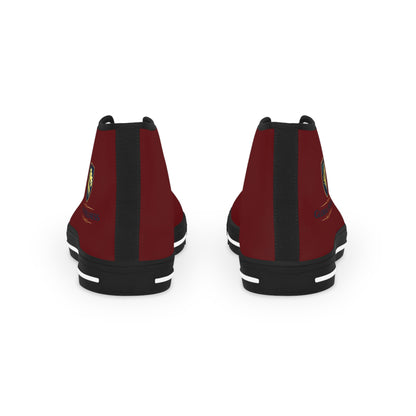 High Top Sneakers — Burgundy Athletic Canvas Shoes for Men
