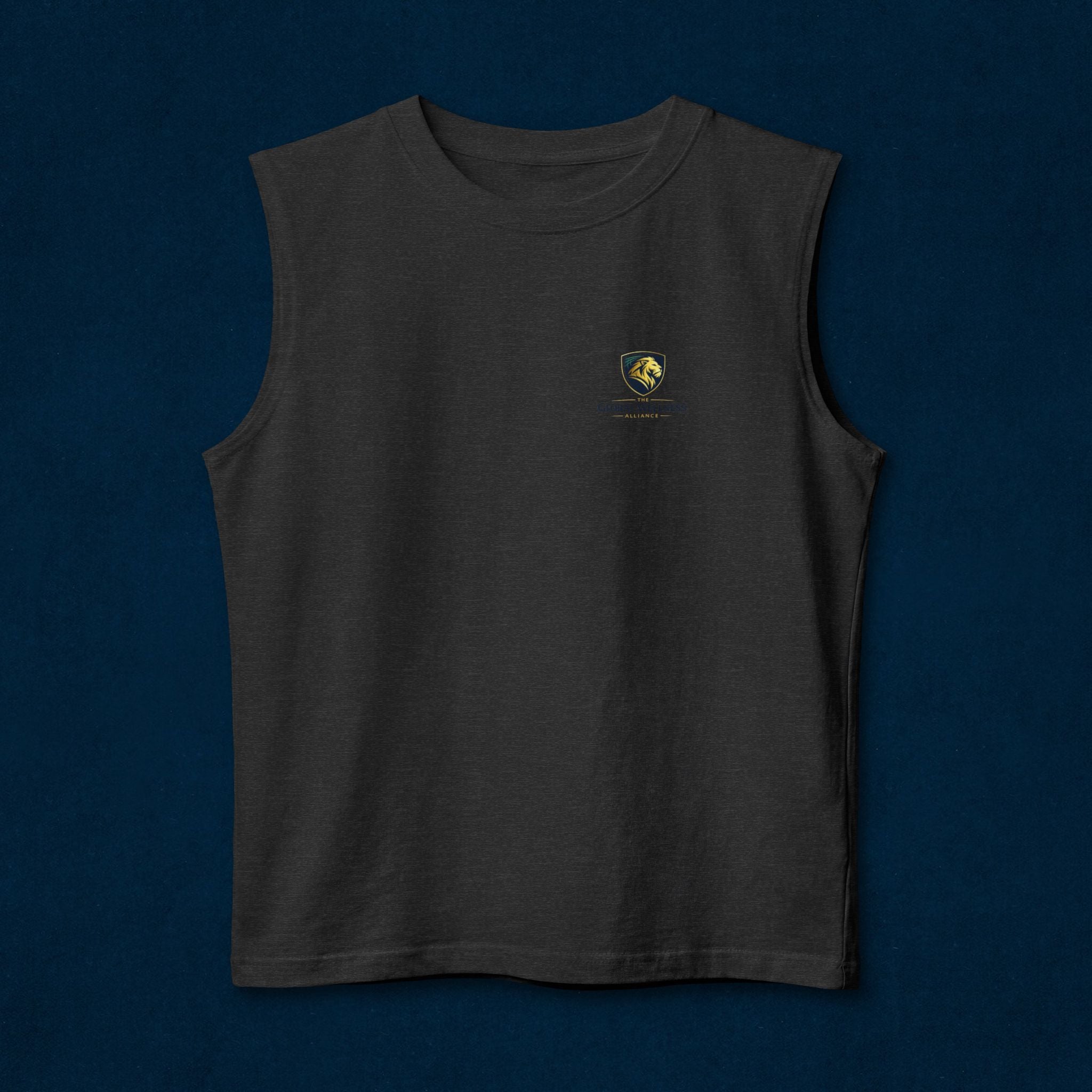 Lion Shield Muscle Tank — Small Chest Crest Athletic Tank Top