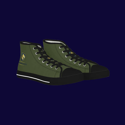 Olive Green High-Top Sneakers for Men — Casual Canvas Streetwear