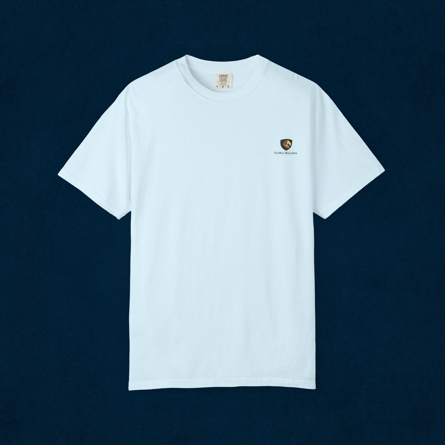 Minimal Cream T‑Shirt with Small Shield Logo — Casual Everyday Tee
