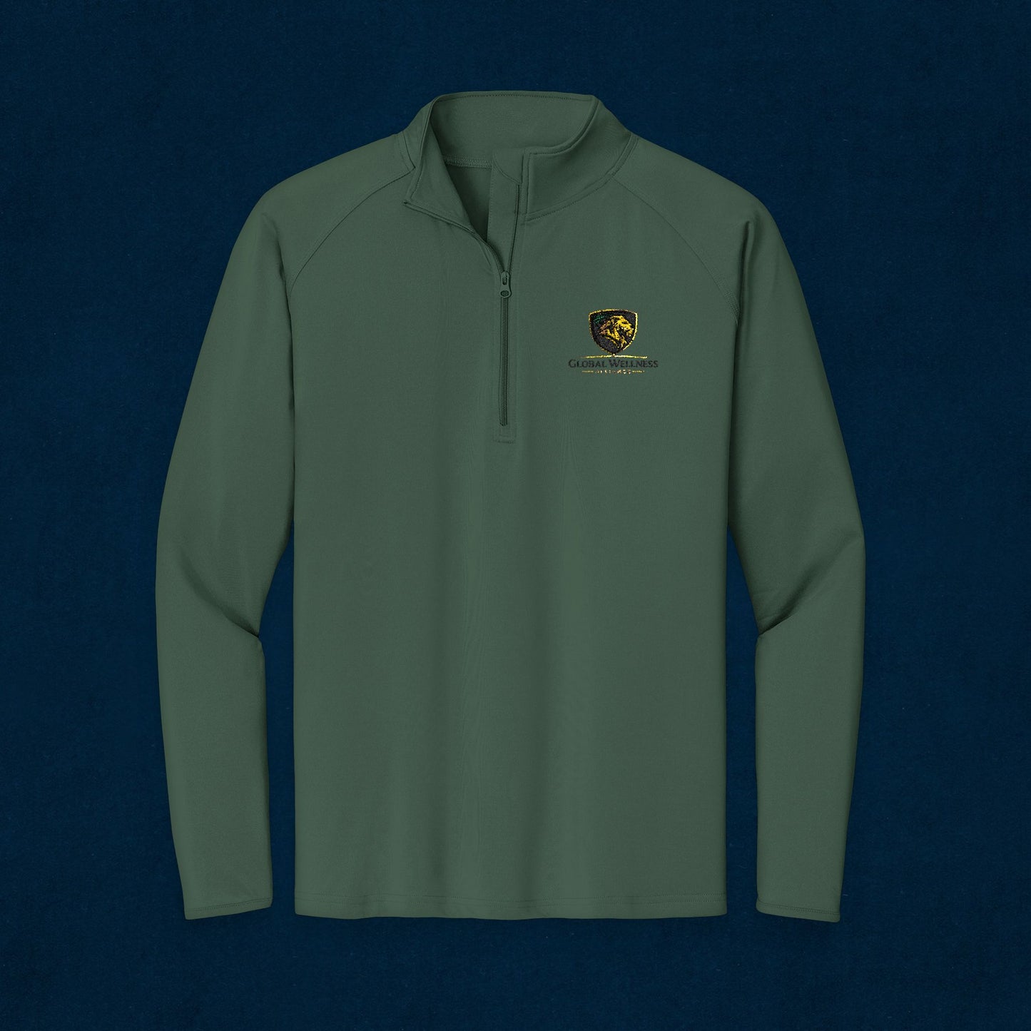 Embroidered Lion Crest Quarter-Zip Pullover — Men's Performance Top