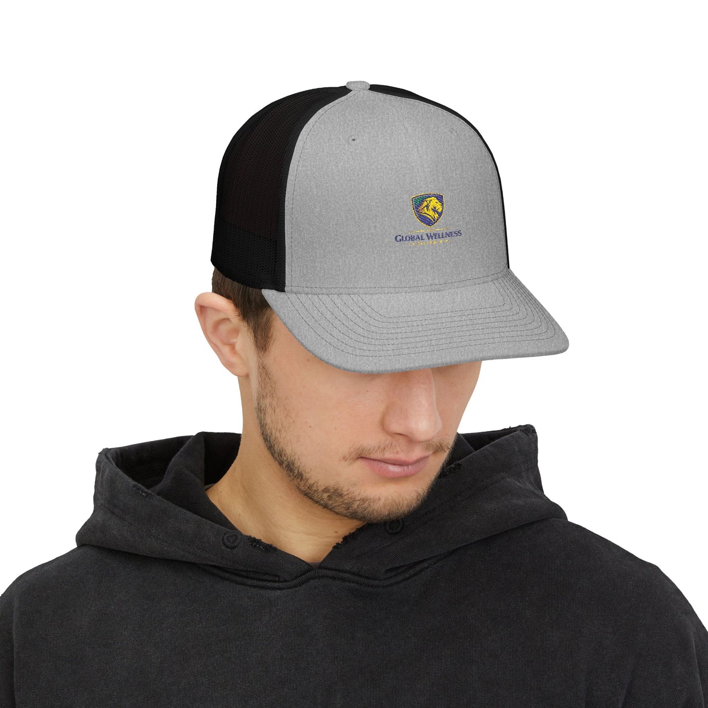 Trucker Cap with Lion Crest Logo — Embroidered Snapback Mesh Hat