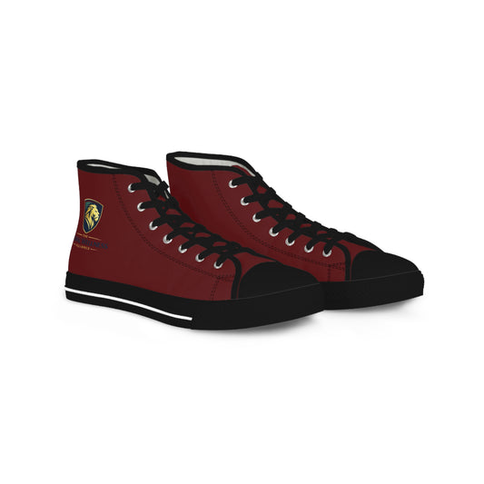 High Top Sneakers — Burgundy Athletic Canvas Shoes for Men