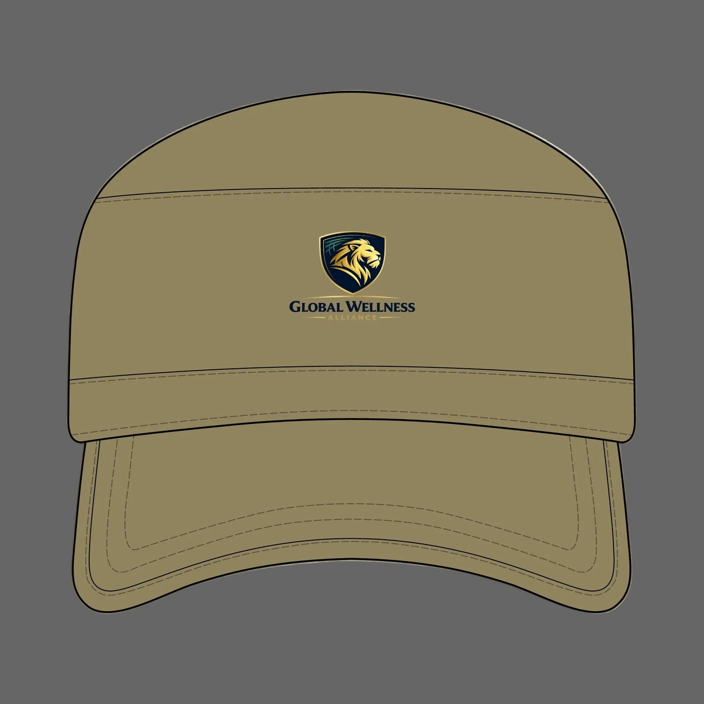 Global Wellness Corps Cap — Lion Shield Embroidered Military-Style Hat