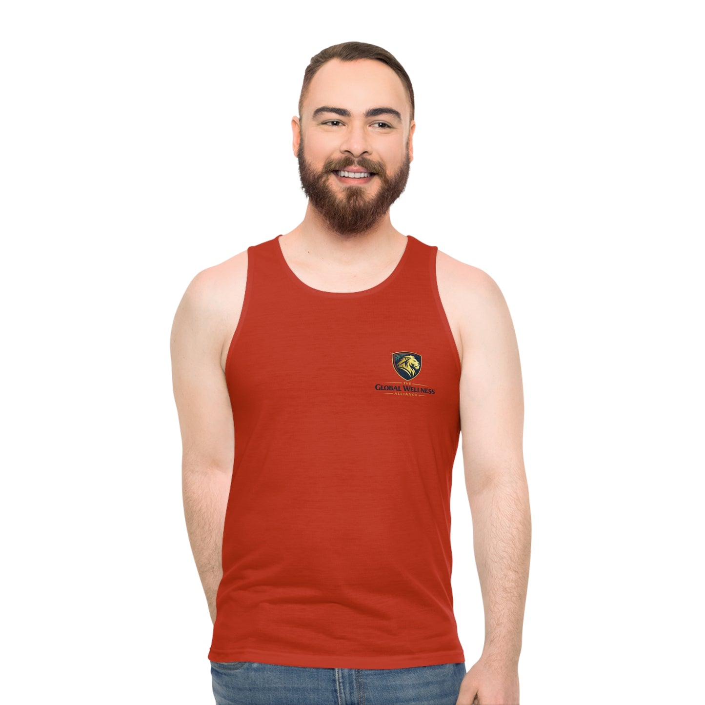 Caiman Wrestling Logo Tank — Athletic Red Graphic Tank Top