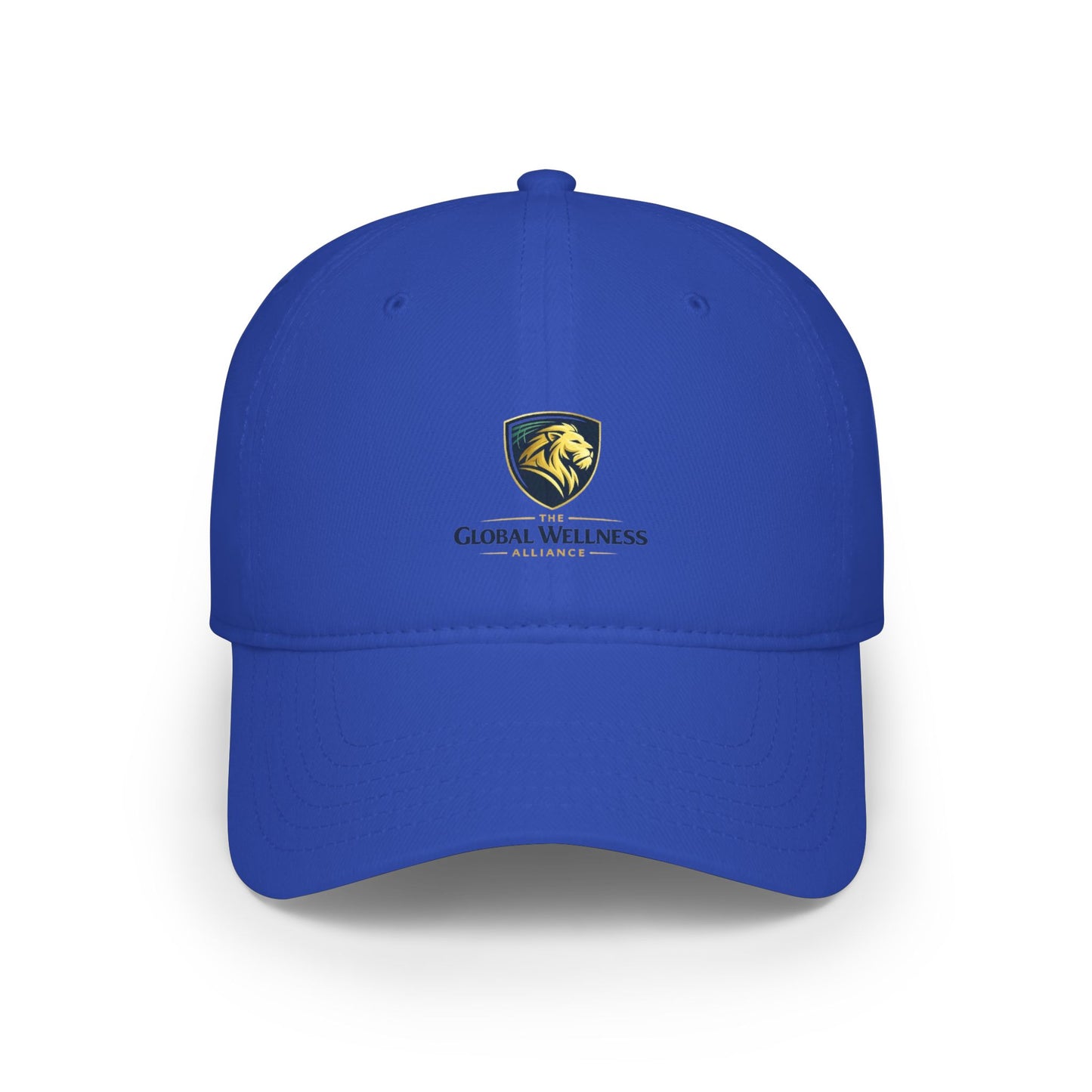 Embroidered Lion Shield Cap — Low Profile Baseball Hat with Global Wellness Logo