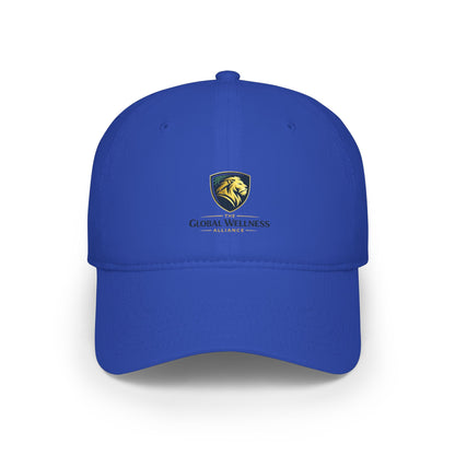 Embroidered Lion Shield Cap — Low Profile Baseball Hat with Global Wellness Logo