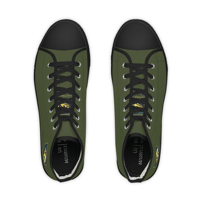 Olive Green High-Top Sneakers for Men — Casual Canvas Streetwear