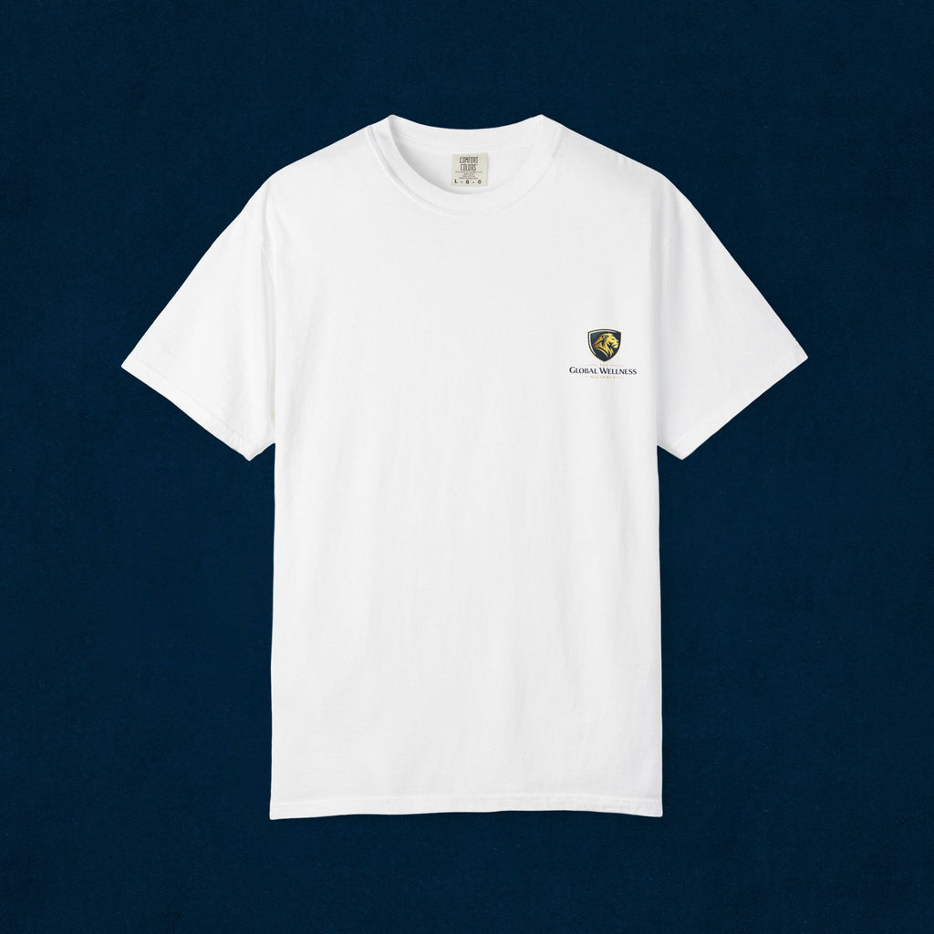 Classic Crest Pocket T-Shirt — Minimalist White Tee with Small Shield Logo