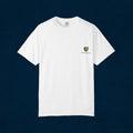 Classic Crest Pocket T-Shirt — Minimalist White Tee with Small Shield Logo