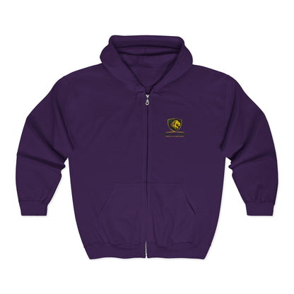 Full-Zip Hooded Sweatshirt — Classic Shield Logo "Golden Wolves"