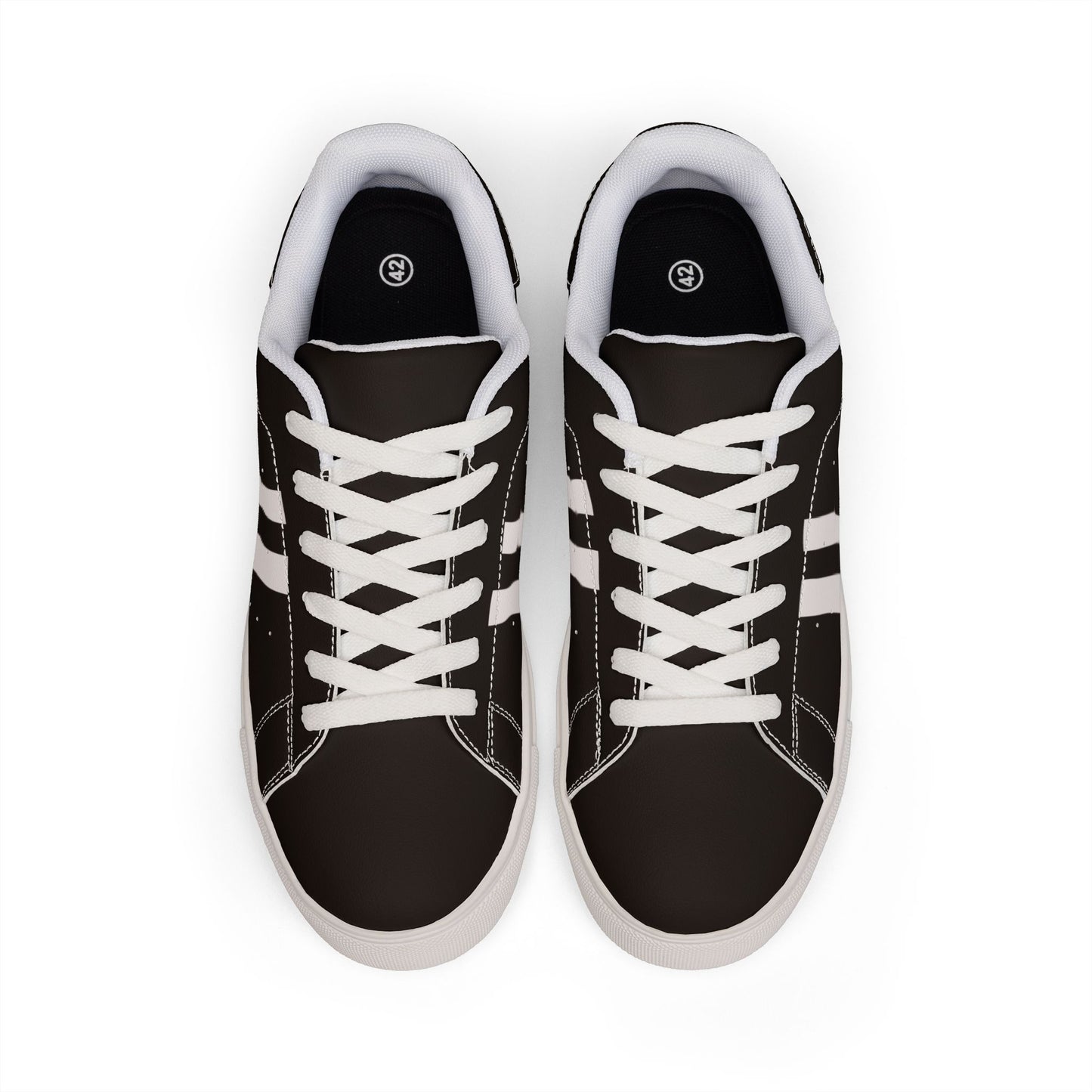 Women's Low-Top Leather Sneakers — Classic Black Casual Trainers