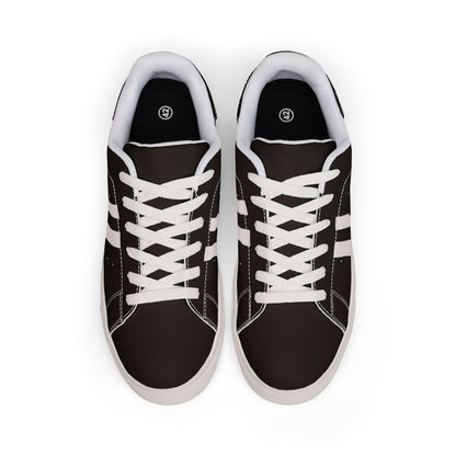 Women's Low-Top Leather Sneakers — Classic Black Casual Trainers