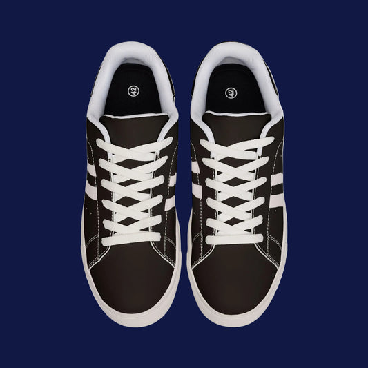 Women's Low-Top Leather Sneakers — Classic Black Casual Trainers